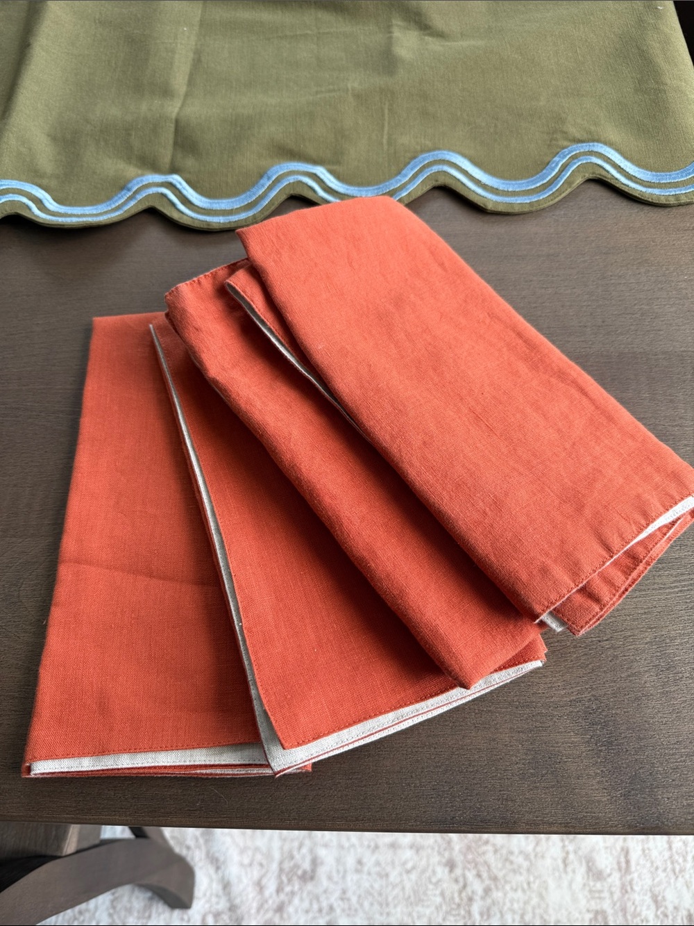 Pottery Barn Burnt Orange Linen Napkins